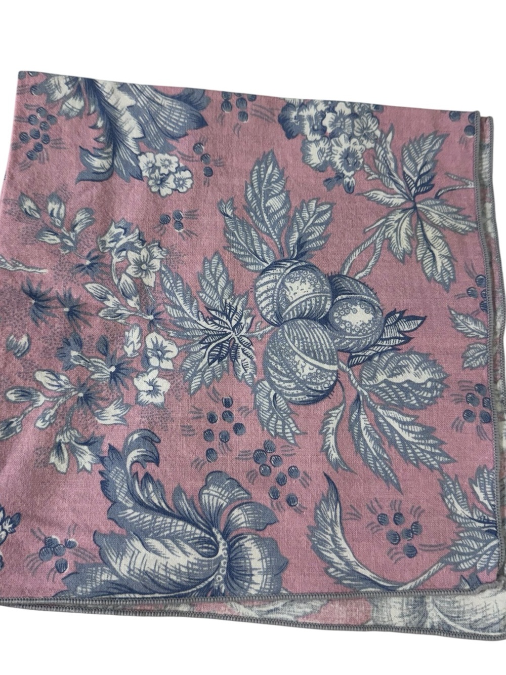 Set of 10 Vintage Cloth Napkins Pink Blue Floral Toile Cottagecore 17” square